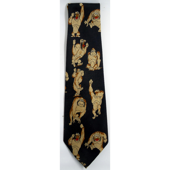 Gorillas Apes Black Neck Tie - Picture 1 of 5